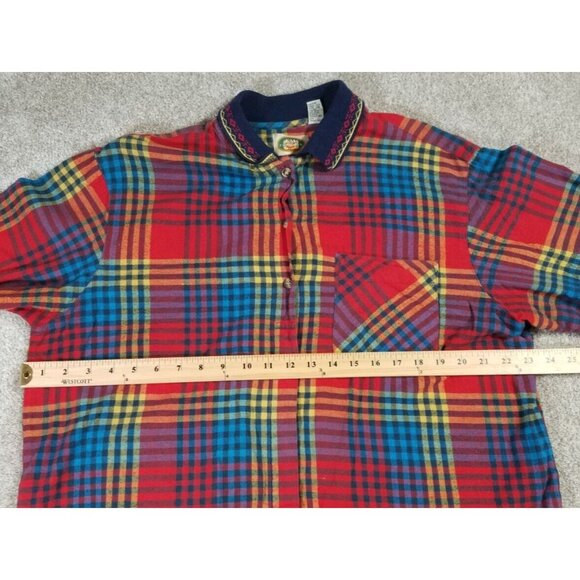 CM Company Brand Long Sleeve Button Up Red Plaid Casual Shirt Women's Size Large - Picture 5 of 9
